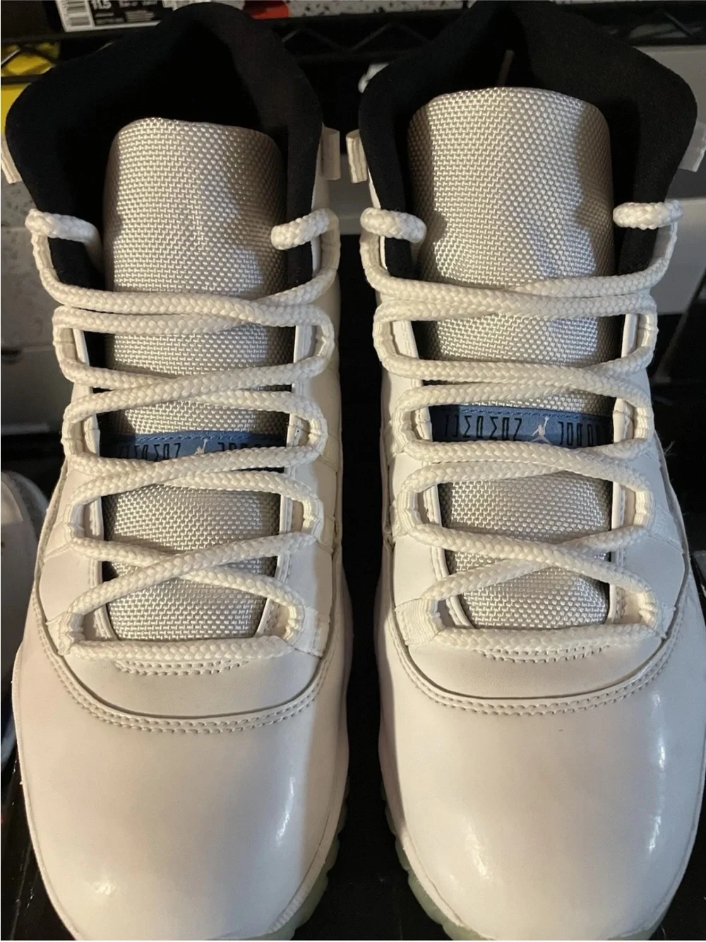 Jordan White and Light Blue High-Top Athletic Sneakers